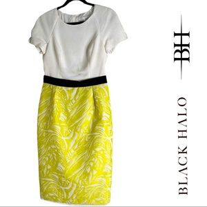 Black halo size 8 dress color block yellow white